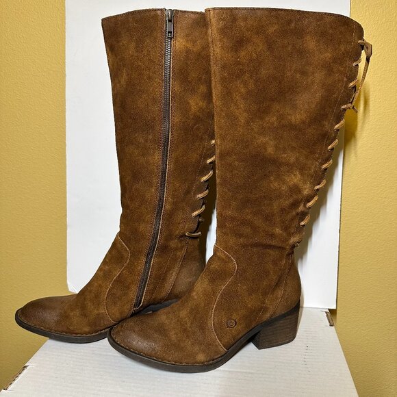 New Born Azurite Womens Sz 8.5M Knee High Boots, Brown Rust Suede Leather F11926 - Picture 8 of 14